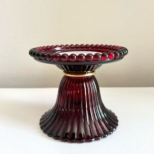 Elegant Burgundy Glass Pedestal Dish
